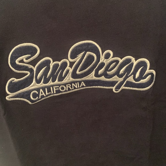 Awesome San Diego California Black 100% Cotton Tshirt w/ embroidered patch SZ S - Picture 2 of 4